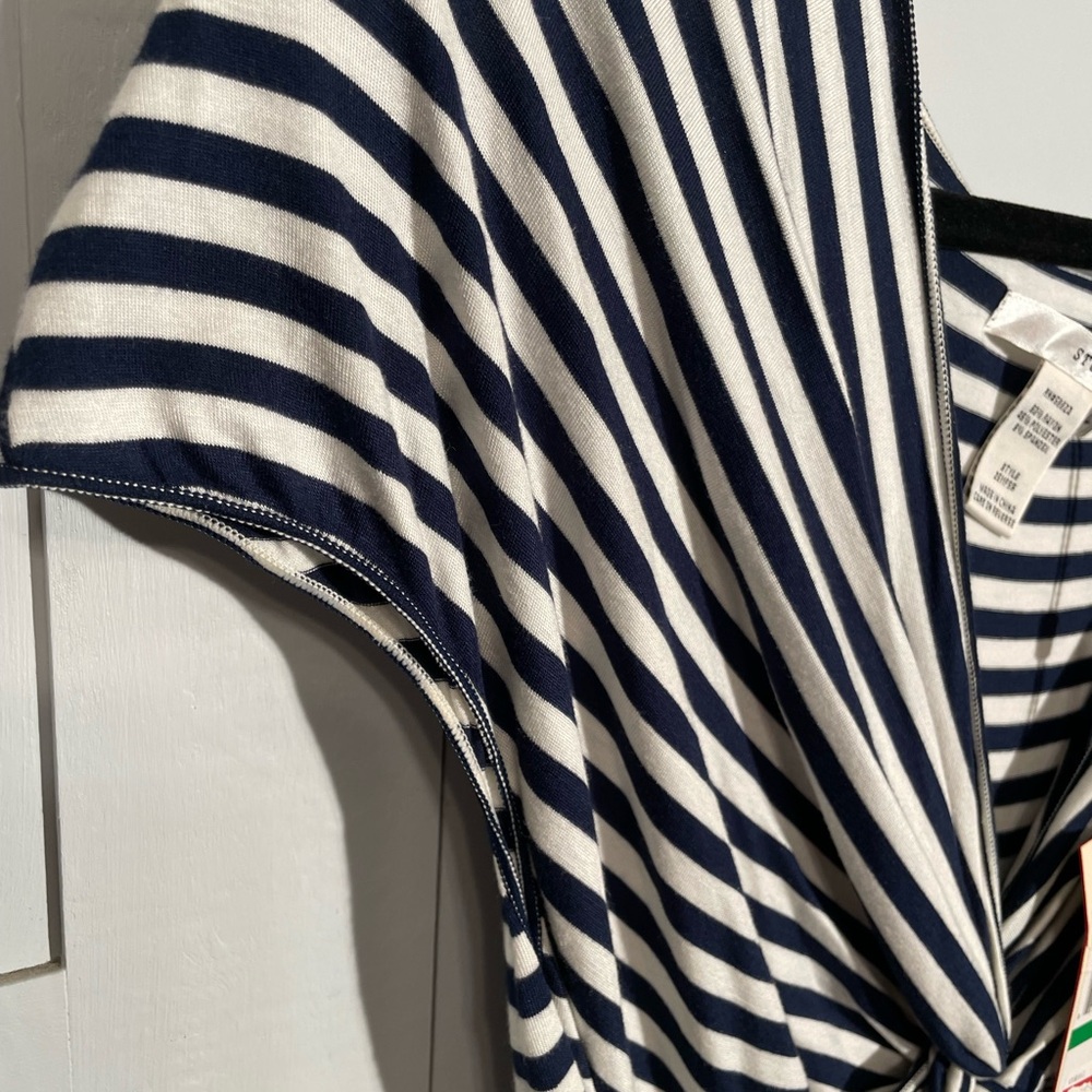 Studio M Navy and White Striped Midi Dress - Picture 9 of 12